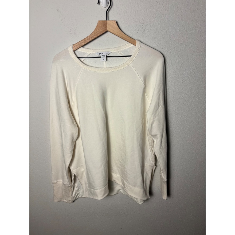 Athleta Coaster Luxe Pullover Sweatshirt Cream Off White Raglan Large